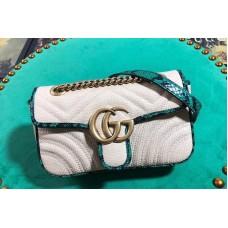 Gucci 446744 GG Marmont raffia Mini shoulder bags beige and Green raffia