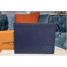 Louis Vuitton M30397 LV Pochette Voyage Bags Blue Taiga leather