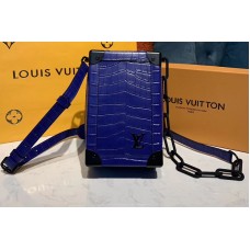 Louis Vuitton M45044 LV Mini Soft Trunk Bags Blue Calf Leather Crocodile Print