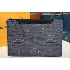 Louis Vuitton M68777 LV Reversible Pouch Gray-black embossed Monogram and multicolored rainbow