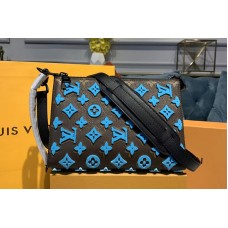 Louis Vuitton M54330 LV Triangle Shaped Shoulder Bag Monogram Empreinte Leather with Blue embroidery