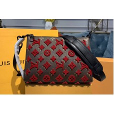 Louis Vuitton M54330 LV Triangle Shaped Shoulder Bag Monogram Empreinte Leather with Red embroidery