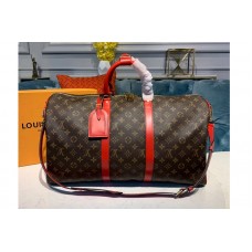 Louis Vuitton M44740 LV Keepall Bandouliere 50 Bags Monogram Canvas And Red cowhide leather