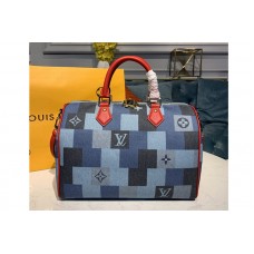 Louis Vuitton M45041 LV Speedy Bandoulière 30 bag in Blue/Red Monogram Denim canvas