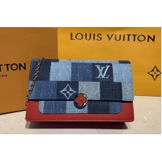 Louis Vuitton M69036 LV Flore Chain Wallet in Blue/Red Monogram Denim canvas