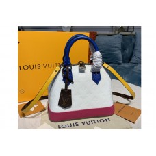 Louis Vuitton M91606 LV Alma BB handbag in White/Rose Monogram Vernis Leather