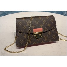 Louis Vuitton M60357 LV Croisette chain wallet in Monogram canvas With Pink Leather