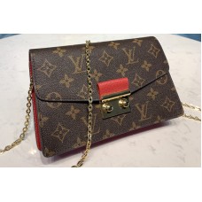 Louis Vuitton M60357 LV Croisette chain wallet in Monogram canvas With Red Leather