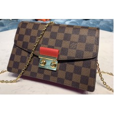 Louis Vuitton N60288 LV Croisette chain wallet in Damier Ebene canvas With Red Leather