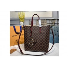 Louis Vuitton N60293 LV Belmont MM Bag in Damier Ebene canvas With Cherry Berry Leather