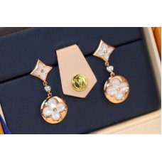 Louis Vuitton Q96668 LV Color Blossom Long Earrings pink gold white mother of pearl and diamonds