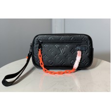 Louis Vuitton M55703 LV Pochette Volga Men Clutch in Black Taurillon Leather