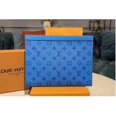 Louis Vuitton M30423 LV Pochette Voyage MM Bag in Blue Monogram Eclipse Canvas