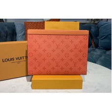 Louis Vuitton M30432 LV Pochette Voyage MM Bag in Orange Monogram Eclipse Canvas