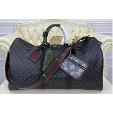 Louis Vuitton M56856 LV Keepall Bandouliere 50 Bag in Monogram Eclipse coated canvas and cowhide leather