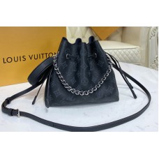 Louis Vuitton M57070 LV Bella bucket bag in Black Mahina calf leather