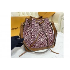 Louis Vuitton M57154 LV Since 1854 Petit Noé bucket bag in Bordeaux Jacquard Since 1854 textile