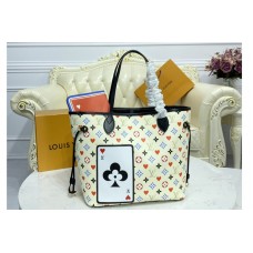 Louis Vuitton M57462 LV Game On Neverfull MM tote Bag in White Transformed Game On Monogram canvas