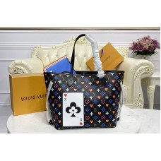 Louis Vuitton M57483 LV Game On Neverfull MM tote Bag in Black Transformed Game On Monogram canvas