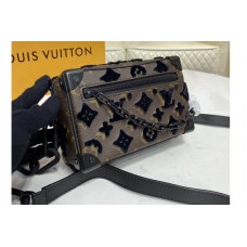 Louis Vuitton M67841 LV Mini Soft Trunk Bag on Embroidered Monogram Tuffetage Noir coated canvas