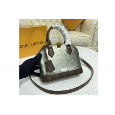 Louis Vuitton M90584 LV Alma BB handbag in Metallic Taupe Grey Monogram Vernis patent cowhide leather