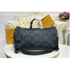 Louis Vuitton M45602 LV 2054 Reversible Keepall Bandoulière 50 Bag in Monogram 3D Gray and Black/Green