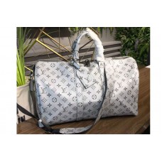 Louis Vuitton M43858 Keepall Bandouliere 45 Monogram Silver Canvas Bags