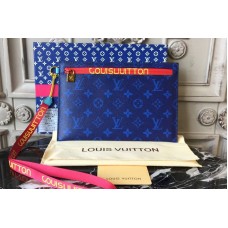 Louis Vuitton M68004 Ribbon Pouches MM Monogram Blue Canvas