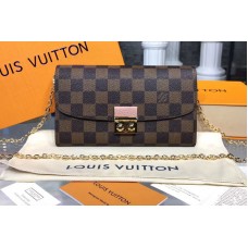 Louis Vuitton N61273 LV Croisette Wallet Damier Ebene Canvas Bags Rose Ballerine