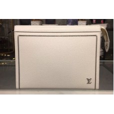 Louis Vuitton M63397 LV Pochette Voyage MM Taiga Leather White