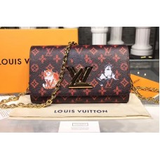 Louis Vuitton M63888 LV Transformed historic Monogram canvas Twist Chain Wallet Red