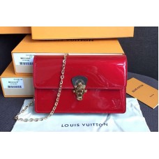 Louis Vuitton M63305 Cherrywood Chain Wallet Bags Red Patent calf leather with Monogram canvas