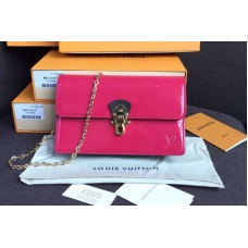 Louis Vuitton M63305 Cherrywood Chain Wallet Bags Rosy Patent calf leather with Monogram canvas