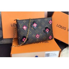 Louis Vuitton M63905 Pochette Double Zip Monogram Canvas Rose/Black