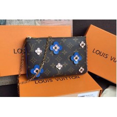 Louis Vuitton M63905 Pochette Double Zip Monogram Canvas White/Blue