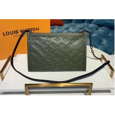 Louis Vuitton M44635 LV Double Flat Messenger Bags Black/Green Monogram Shadow leather