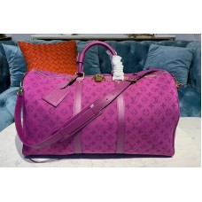 Louis Vuitton M44644 LV Keepall Bandouliere 50 Bags Purple Monogram Denim