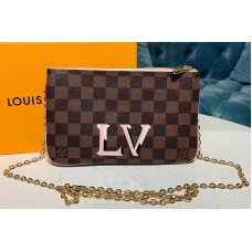 Louis Vuitton N60254 LV Pochette Double Zip Bags Damier Ebene Canvas