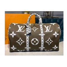 Louis Vuitton M44590 LV Keepall Bandouliere 50 Bags Khaki White/Beige Monogram Canvas