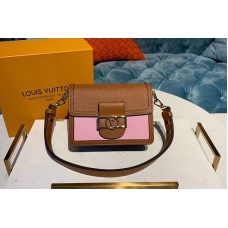 Louis Vuitton M53805 LV Mini Dauphine Bags Taurillon Leather Bruni Brown/Strawberry Milk Pink