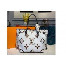 Louis Vuitton M44716 LV Neverfull MM tote bag Ivory and Havana Beige Monogram Canvas