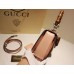 Gucci Vintage Leather Bamboo Top Handle Bag In Pink With A Mini Mirror