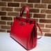 Gucci Zumi Smooth Leather Medium Top Handle Bag 564714 Red 2019