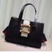 Gucci Bamboo Buckle With Pearl Top Handle Bag 453756 Black 2017