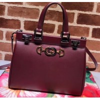 Gucci Zumi Smooth Leather Small Top Handle Bag 569712 Burgundy 2019