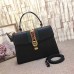 Gucci Sylvie leather top handle Medium Bag 431665 Black(KDL-722502)