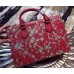 Gucci Arabesque canvas top handle bag red 409531