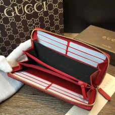 Gucci Arabesque canvas zip around wallet 410102 Red