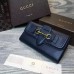 Gucci Lady Web leather continental wallet 382274 Blue