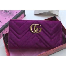 Gucci GG Marmont Velvet Zip Around Wallet 443123 Purple